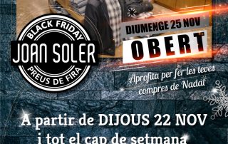 Cap de setmana de descomptes especial BLACK FRIDAY a Joan Soler
