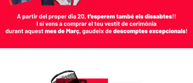 Durant aquest mes de març gaudeix de descomptes excepcionals en col·lecció cerimònia